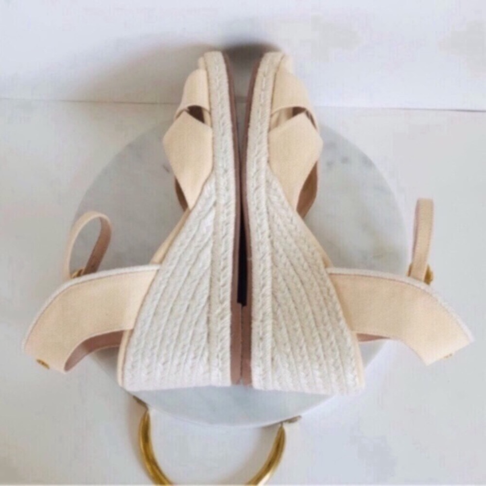 STUART WEITZMAN MIRELLA Cream Crisscross Wedge Espadrille Sandals - Picture 10 of 16